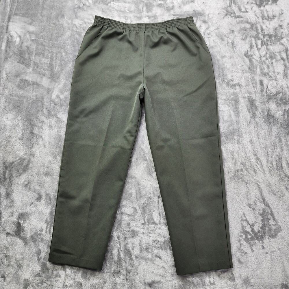 Vintage Briggs New York Pants Womens 14 PETITE Green Pull On High Tapered Casual